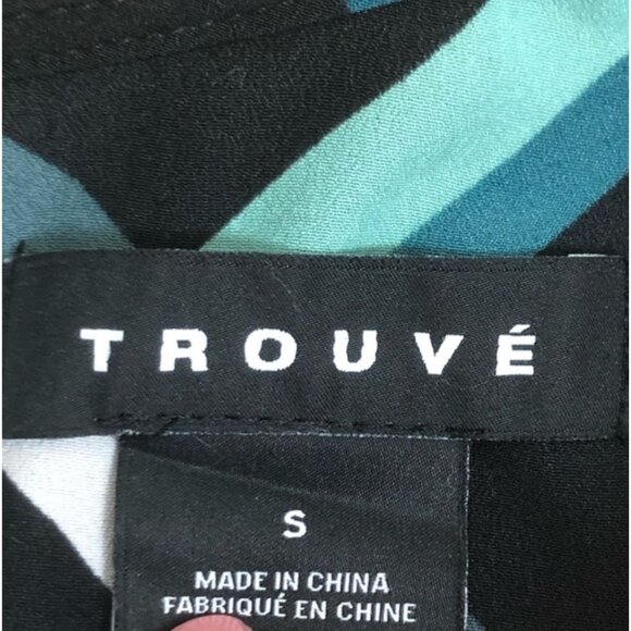 Nordstrom Trouve zip front long sleeved blouse Women's Size Small Geometric Exce - Picture 5 of 6